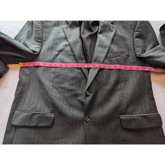 RALPH LAUREN blazer Men's Sz 48 100% WOOL SPORT COAT Gray Pinstriped suit jacket - Picture 3 of 11